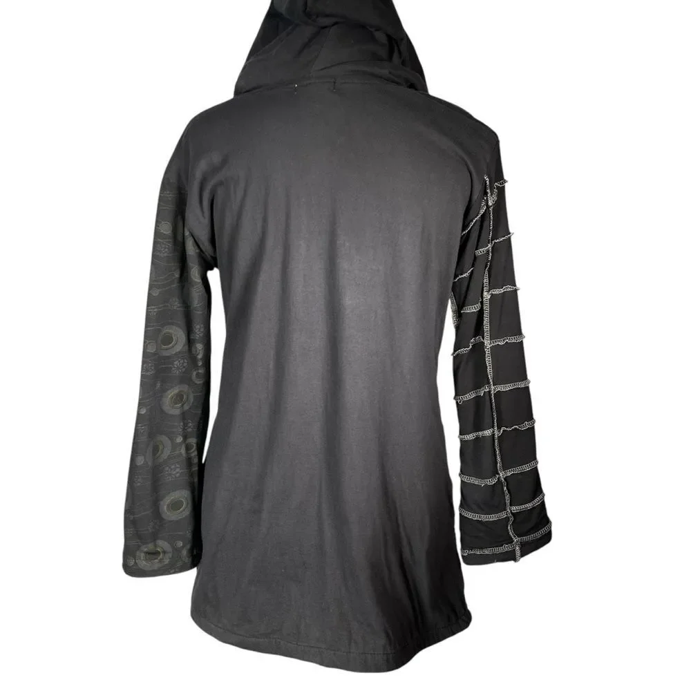 Windhorse Black Patchwork Jacket Whimsigoth Sweatshirt Zip Embroidered Hoodie
